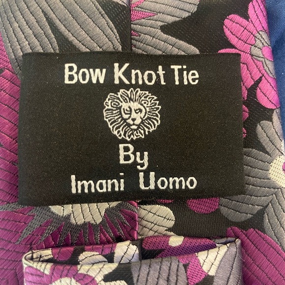 IMANI UOMO 100% silk Ties Lot of 2 Bow Knot Tie Handmade - Picture 5 of 7